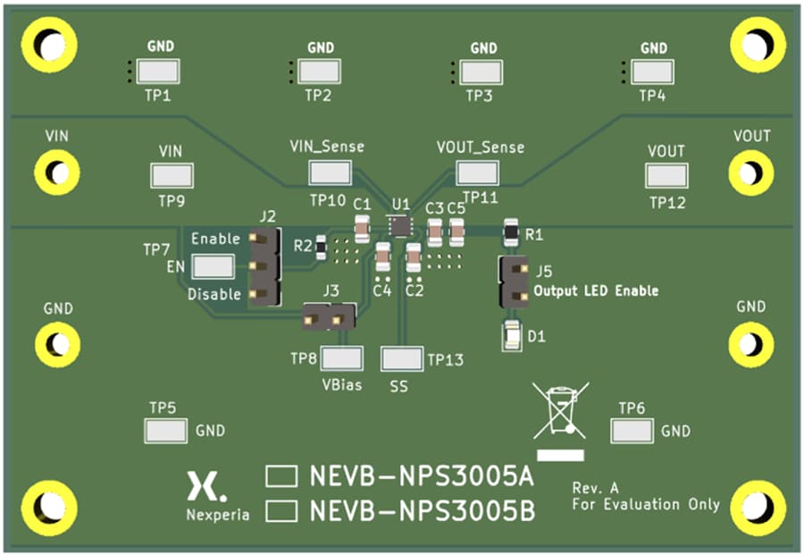 Mechanical Drawing - Nexperia NEVB-NPS3005A/NEVB-NPS3005B Evaluation Boards