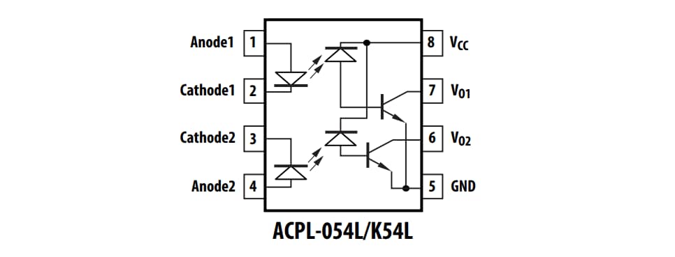 Location Circuit - Broadcom ACPL-054L Dual-Channel Digital Optocoupler