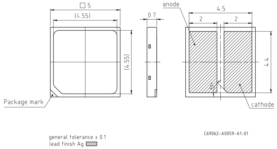 Mechanical Drawing - ams OSRAM DURIS® S 5050 LEDs