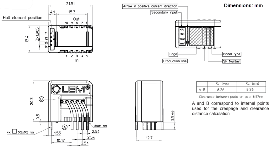Mechanical Drawing - LEM LKSR Current Transducers