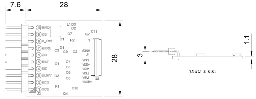 Mechanical Drawing - Pervasive Displays EPD Extension Kit Gen3 Version 2 Board