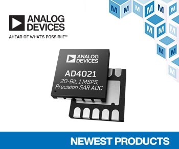 Mouser Electronics Now Stocking Analog Devices Low-Power AD4021 and AD4022 Differential SAR ADCs